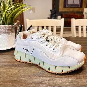 Reebok Zig Dynamica 4 Women's Running Shoes White Vintage Green Orange Size 8‎